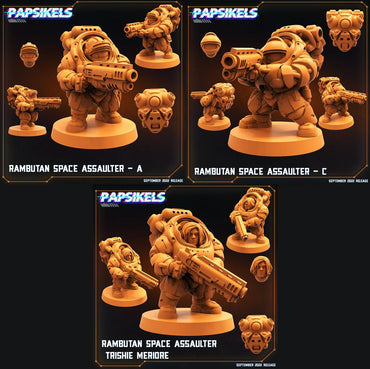 3D Printed Papsikels Cyberpunk Sci-Fi Rambutan Space Assaulters Set - 28mm 32mm (Online Only)