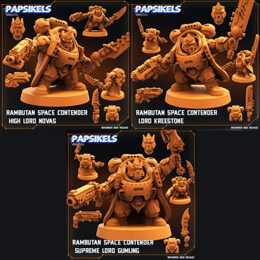 3D Printed Papsikels Cyberpunk Sci-Fi Rambutan Space Contender Set - 28mm 32mm (Online Only)