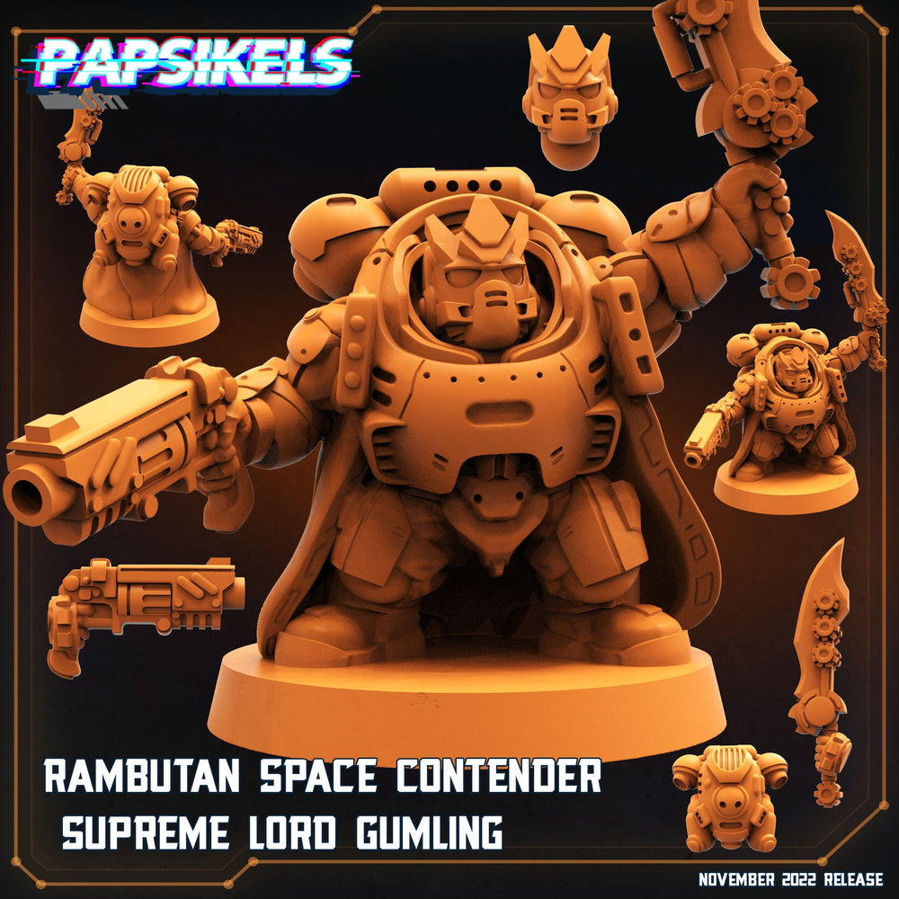 3D Printed Papsikels Cyberpunk Sci-Fi Rambutan Space Contender Set - 28mm 32mm (Online Only)