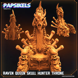 3D Printed Papsikels Cyberpunk Sci-Fi Raven Queen Hunter Skull Throne - 28mm 32mm (Online Only)