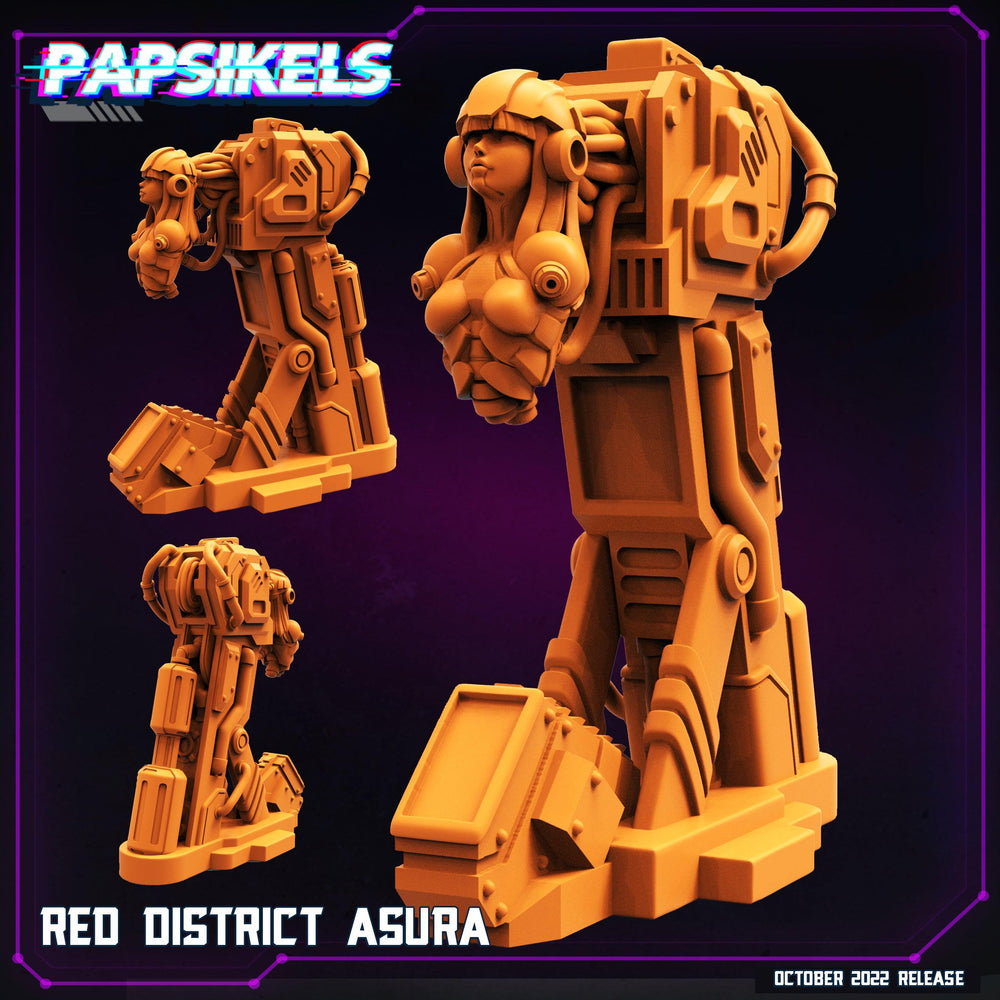 3D Printed Papsikels Cyberpunk Sci-Fi Red District Asura - 28mm 32mm (Online Only)