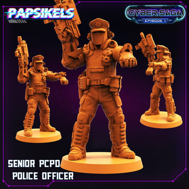 3D Printed Papsikels Cyberpunk Sci-Fi Senior Pcpd Police Officer Cyber Saga - 28mm 32mm (Online Only)