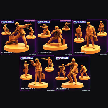 3D Printed Papsikels Cyberpunk Sci-Fi Skelerobber Set - 28mm 32mm (Online Only)