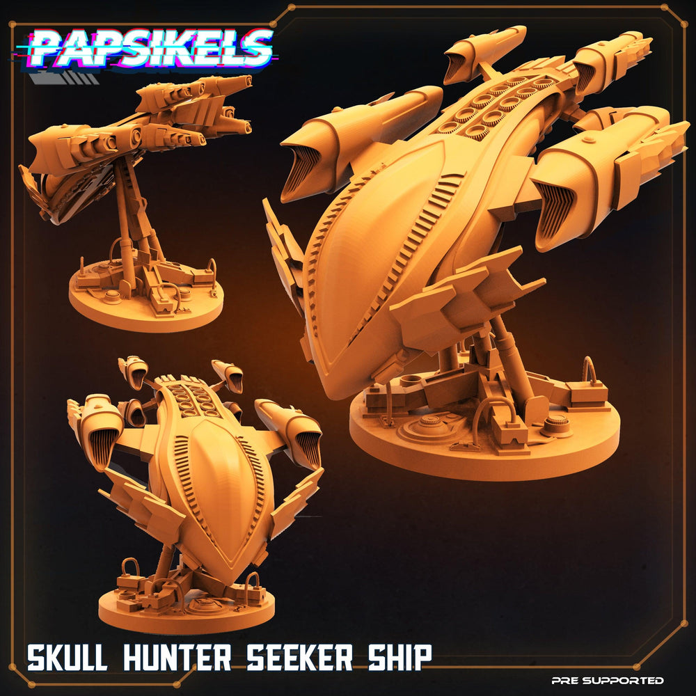 3D Printed Papsikels Cyberpunk Sci-Fi Skull Hunter Seeker Ship - 28mm 32mm (Online Only)