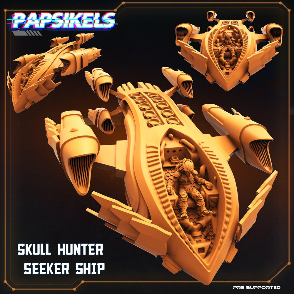 3D Printed Papsikels Cyberpunk Sci-Fi Skull Hunter Seeker Ship - 28mm 32mm (Online Only)