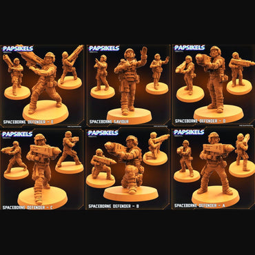 3D Printed Papsikels Cyberpunk Sci-Fi Spaceborne Defender Set - 28mm 32mm (Online Only)