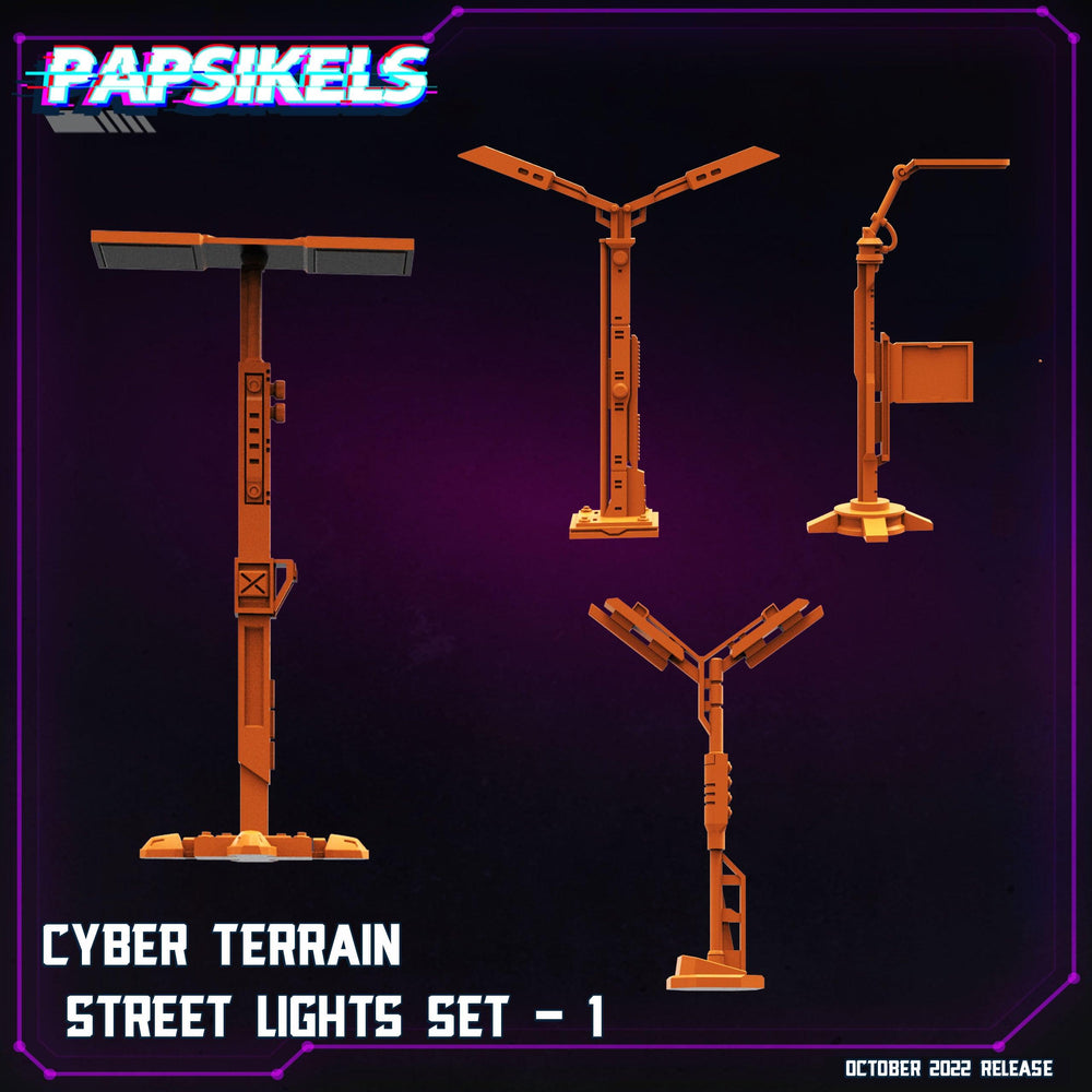 3D Printed Papsikels Cyberpunk Sci-Fi Street Lights Set - 28mm 32mm (Online Only)
