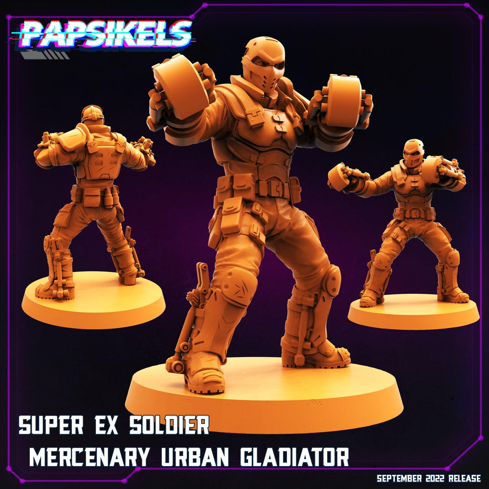 3D Printed Papsikels Cyberpunk Sci-Fi Super Ex Soldier Mercenary Urban Gladiator - 28mm 32mm (Online Only)