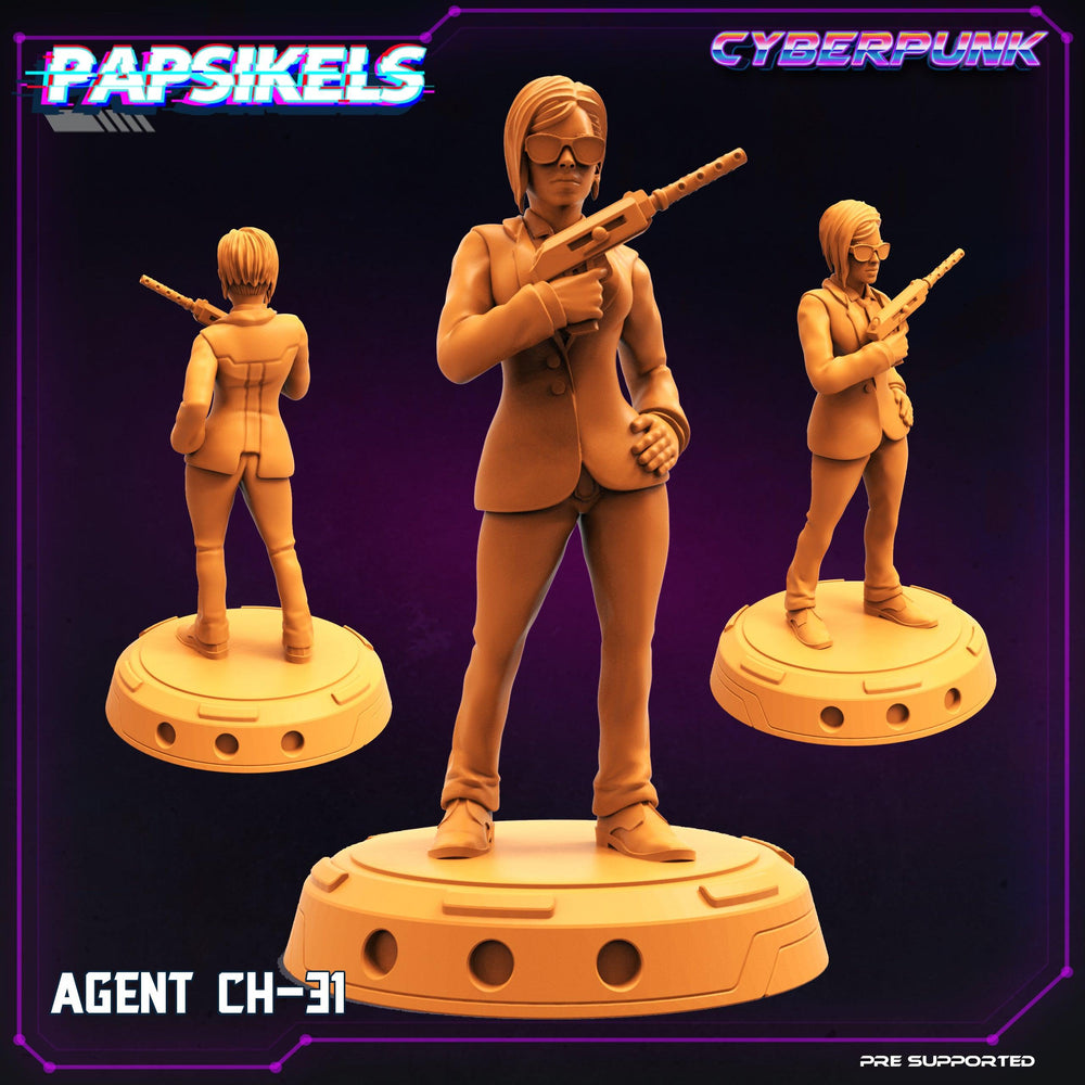 3D Printed Papsikels Cyberpunk Sci-Fi The Corpo World Agents Set - 28mm 32mm (Online Only)