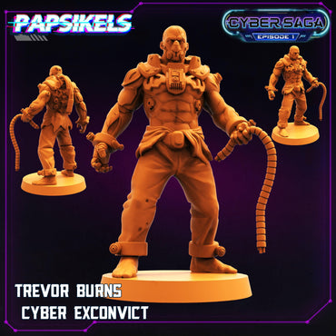 3D Printed Papsikels Cyberpunk Sci-Fi Trevor Burns Cyber Exconvict Cyber Saga - 28mm 32mm (Online Only)