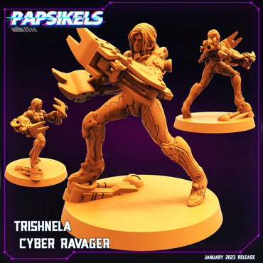 3D Printed Papsikels Cyberpunk Sci-Fi -Trishnela Cyber Ravager- 28mm 32mm (Online Only)