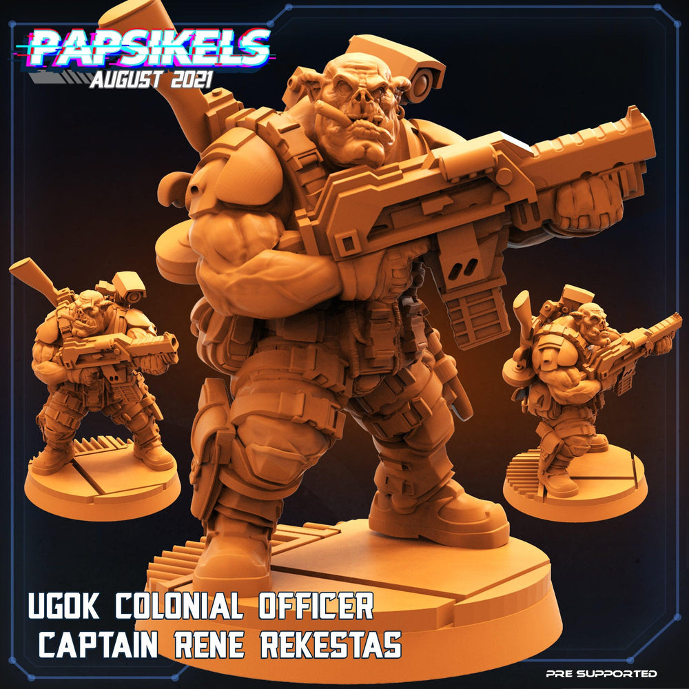 3D Printed Papsikels Cyberpunk Sci-Fi Ugok Colonial Officer Rene Rekestas - 28mm 32mm (Online Only)