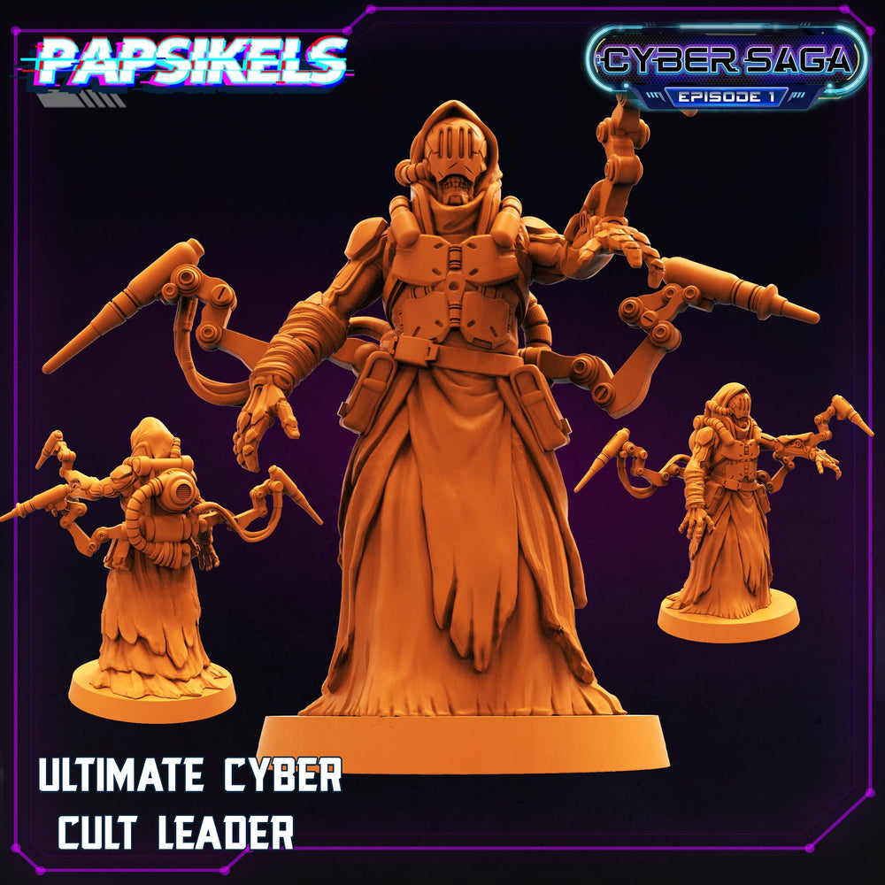3D Printed Papsikels Cyberpunk Sci-Fi Ultimate Cyber Cult Leader Cyber Saga - 28mm 32mm (Online Only)