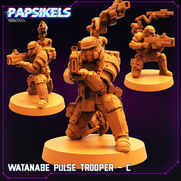 3D Printed Papsikels Cyberpunk Sci-Fi Watanabe Pulse Trooper Set - 28mm 32mm (Online Only)