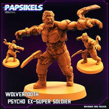 3D Printed Papsikels Cyberpunk Sci-Fi Wolvertooth Psycho Ex Super Soldier - 28mm 32mm (Online Only)