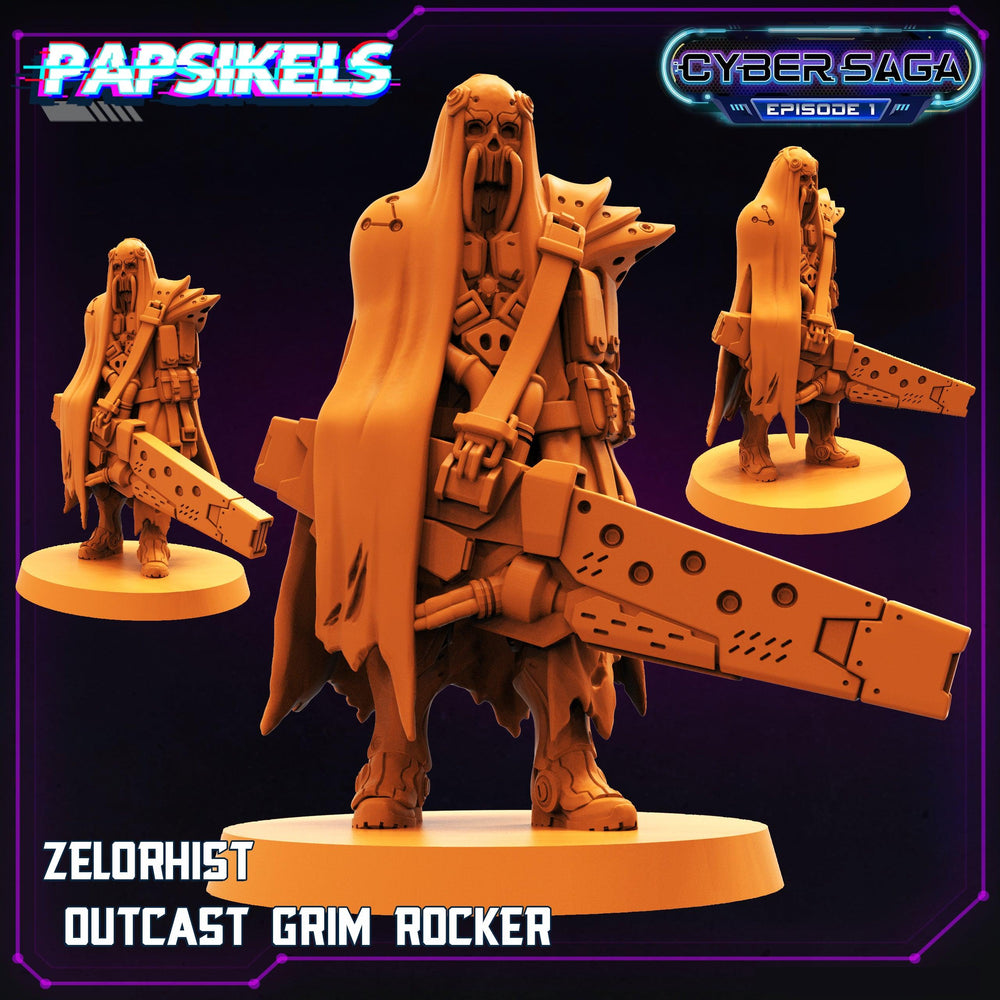 3D Printed Papsikels Cyberpunk Sci-Fi Zelorhist Outcast Grim Rocker Cyber Saga - 28mm 32mm (Online Only)