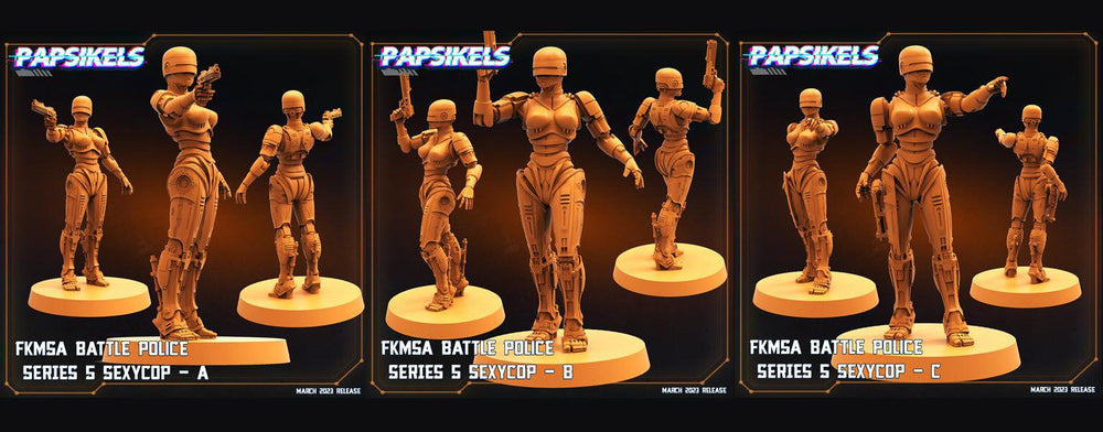 3D Printed Papsikels - Fkmsa Battle Police Series 5 Sexycop Set - 28mm 32mm (Online Only)