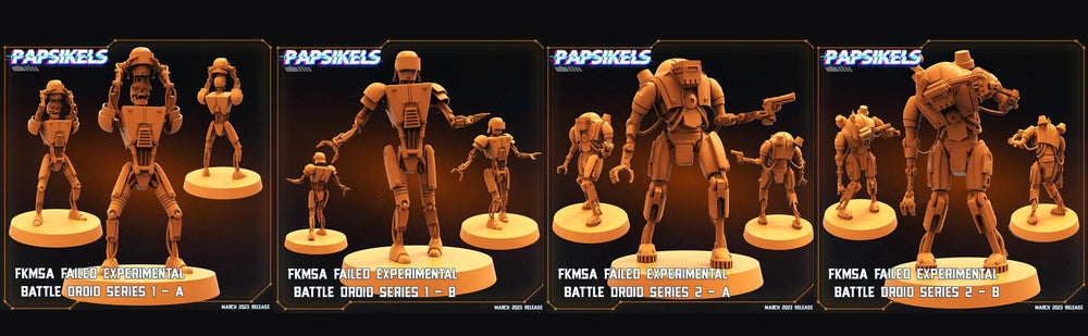 3D Printed Papsikels - Fkmsa Failed Experimental Battle Droid Set - 28mm 32mm (Online Only)