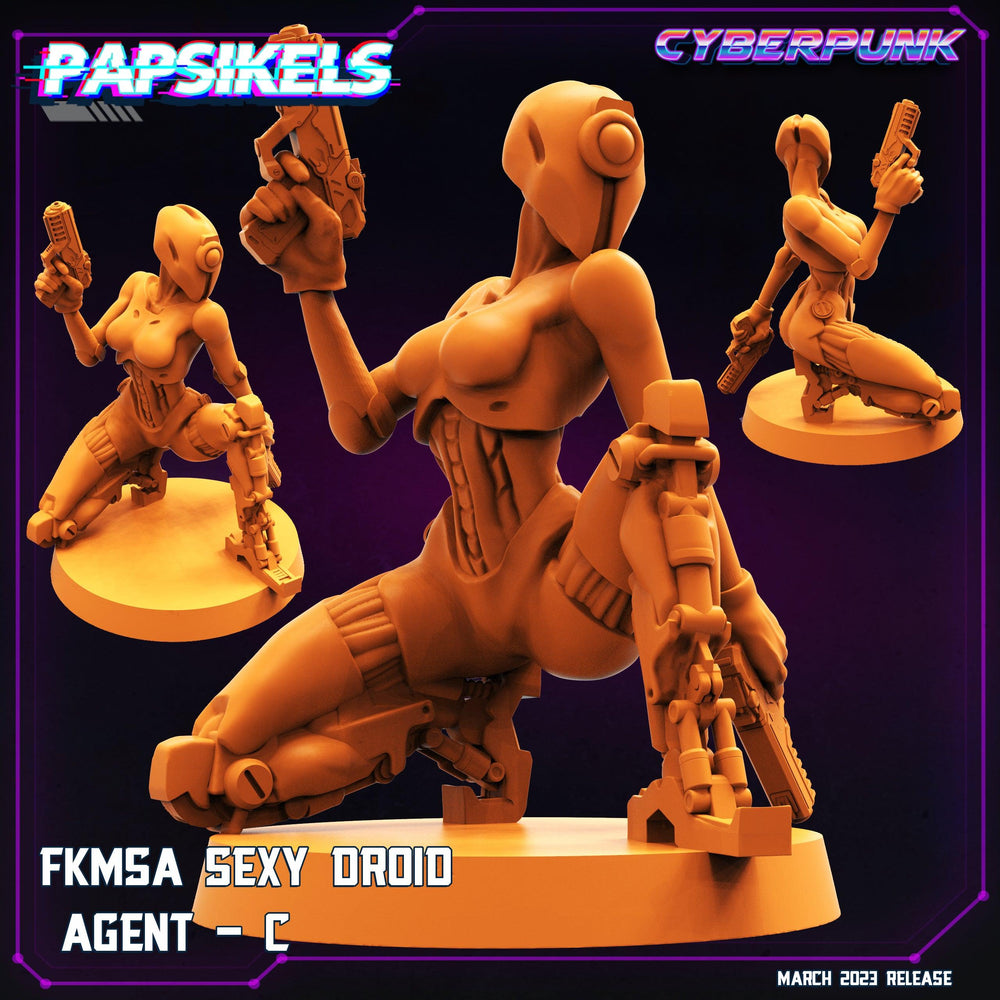 3D Printed Papsikels - Fkmsa Sexy Droid Agent Set March 2023 Cyberpunk - 28mm 32mm (Online Only)