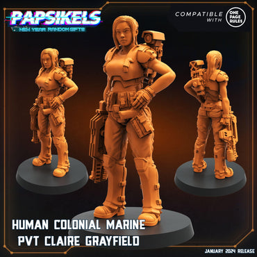 3D Printed Papsikels Human Colonial Marine Pvt Claire Grayfield 28mm 32mm (Online Only)