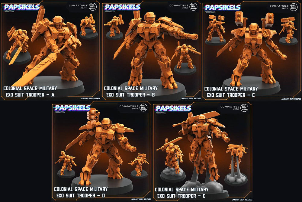 3D Printed Papsikels Human Offence Force Mech Troopers Set Dropship Troopers 28mm 32mm (Online Only)