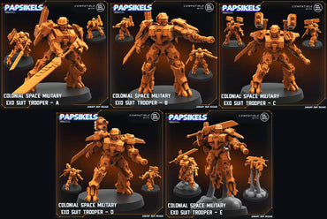 3D Printed Papsikels Human Offence Force Mech Troopers Set Dropship Troopers 28mm 32mm (Online Only)