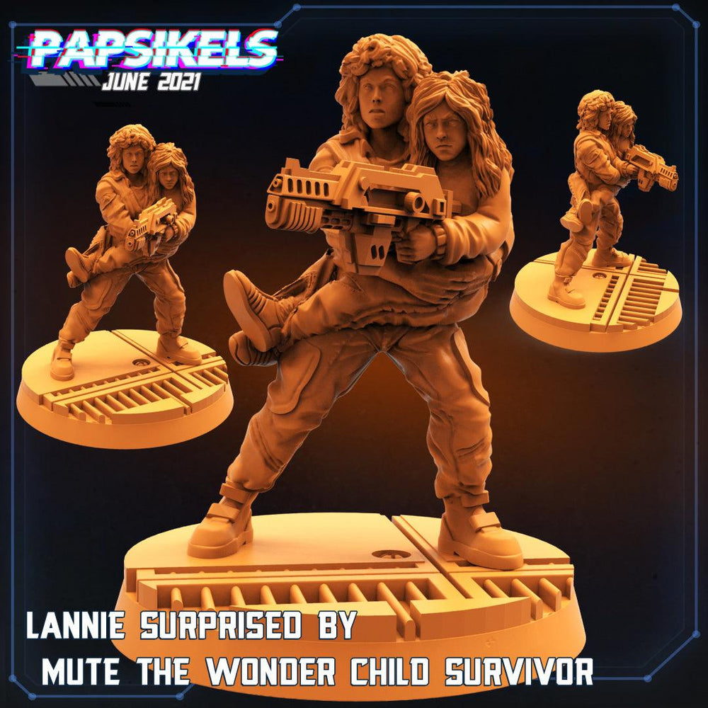 3D Printed Papsikels Human Space Crew Lannie With Wonderchild Mute Aliens vs Humans Part 2 28mm 32mm (Online Only)