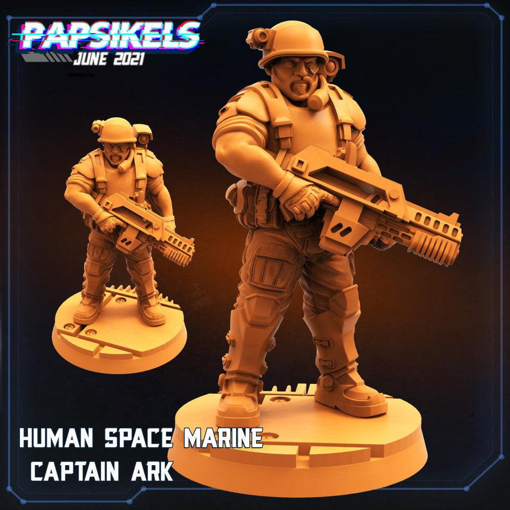 3D Printed Papsikels Human Space Marine Captain Ark Aliens vs Humans Part 2 28mm 32mm (Online Only)