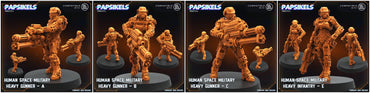 3D Printed Papsikels Human Space Military Heavy Gunners Set 28mm 32mm (Online Only)