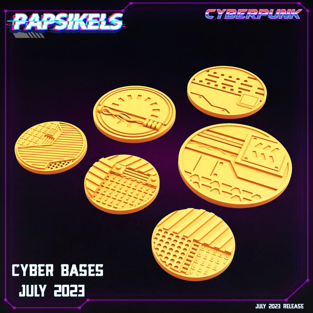 3D Printed Papsikels July 2023 - Cyberpunk July 2023 Cyber Bases Set 28mm 32mm (Online Only)