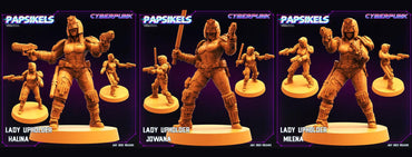 3D Printed Papsikels July 2023 - Cyberpunk Lady Upholder Set 28mm 32mm (Online Only)
