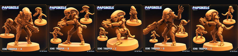 3D Printed Papsikels July 2023 - Xeno Wars Xeno Trooper Set 28mm 32mm (Online Only)