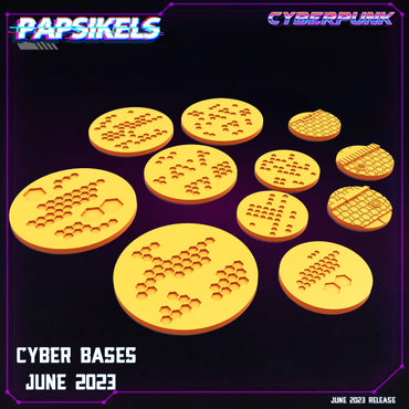 3D Printed Papsikels June 2023 Cyberpunk Cyberpunk Bases June 2023 28mm 32mm (Online Only)
