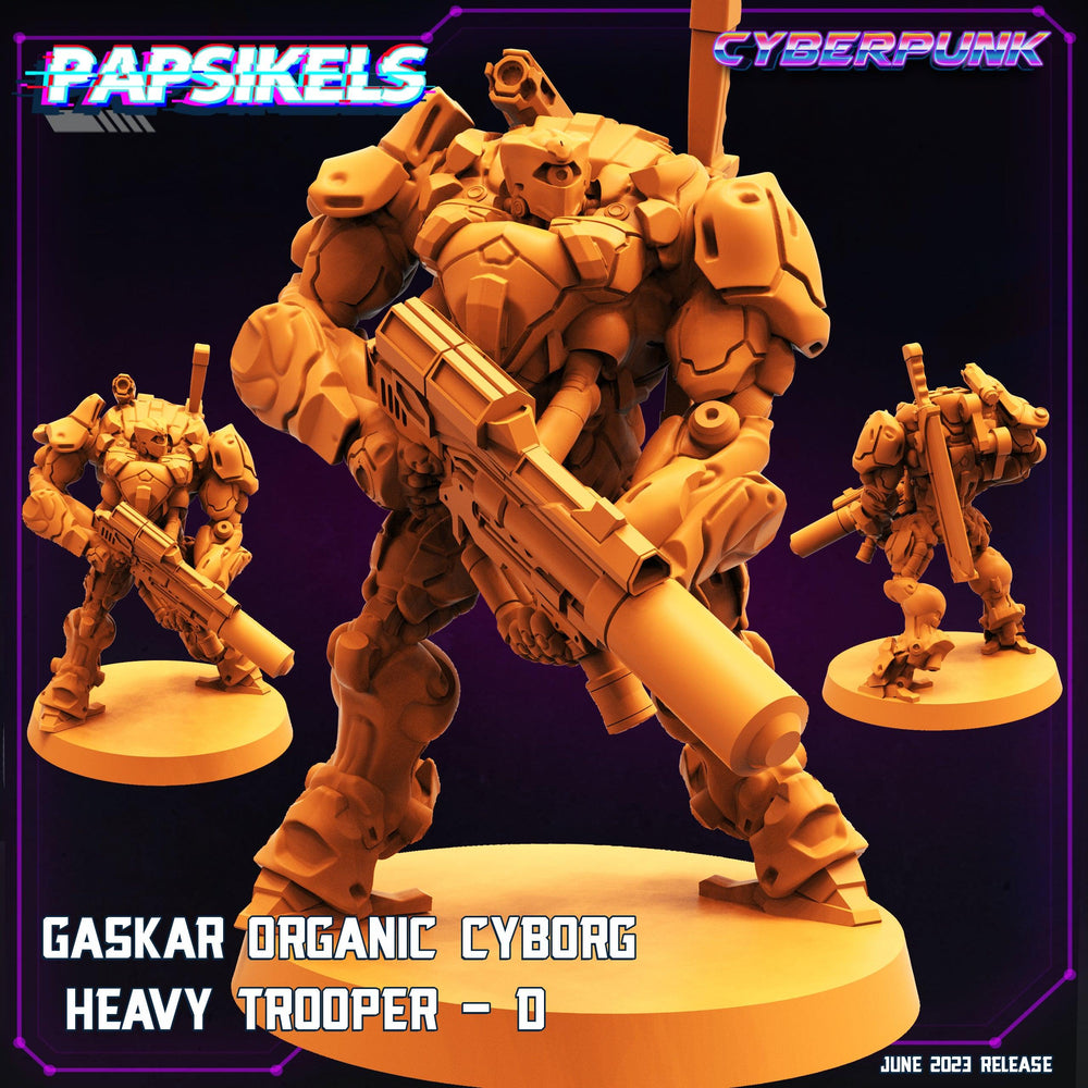 3D Printed Papsikels June 2023 Cyberpunk Gaskar Organic Cyborg Heavy Trooper Set 28mm 32mm (Online Only)
