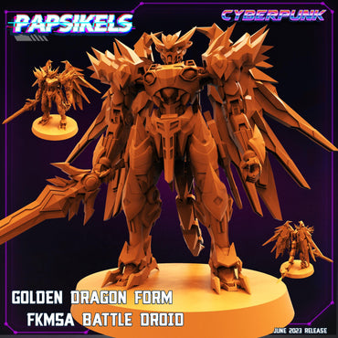 3D Printed Papsikels June 2023 Cyberpunk Golden Dragon Upgrade Kit For Fkmsa Battle Droid Exoja Type 1 28mm 32mm (Online Only)