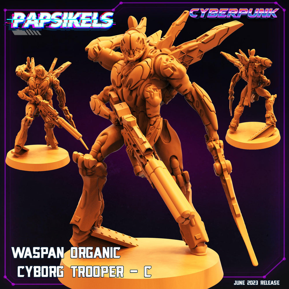 3D Printed Papsikels June 2023 Cyberpunk Waspan Organic Cyborg Trooper Set 28mm 32mm (Online Only)