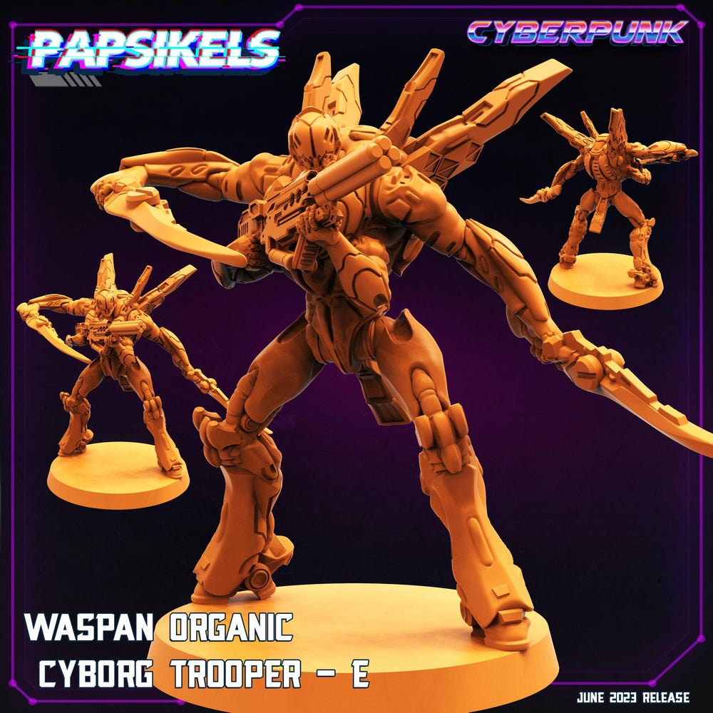 3D Printed Papsikels June 2023 Cyberpunk Waspan Organic Cyborg Trooper Set 28mm 32mm (Online Only)
