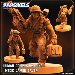 3D Printed Papsikels June 2023 Scifi - Aliens Vs Humans Part 5 Human Colonial Set 28mm 32mm (Online Only)