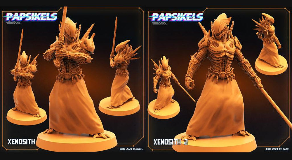 3D Printed Papsikels June 2023 Scifi - Aliens Vs Humans Part 5 Xenosith Set 28mm 32mm (Online Only)