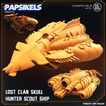 3D Printed Papsikels Lost Clan Skull Hunter Scout Ship 28mm 32mm (Online Only)