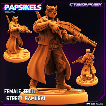 3D Printed Papsikels May 2023 Cyberpunk Female Troll Street Samurai 28mm 32mm (Online Only)