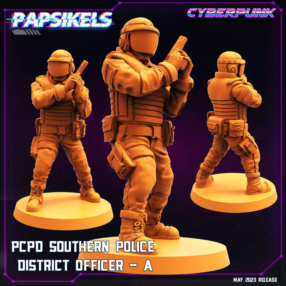 3D Printed Papsikels May 2023 Cyberpunk Pcpd Southern Police District Officer Set 28mm 32mm (Online Only)