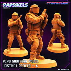 3D Printed Papsikels May 2023 Cyberpunk Pcpd Southern Police District Officer Set 28mm 32mm (Online Only)