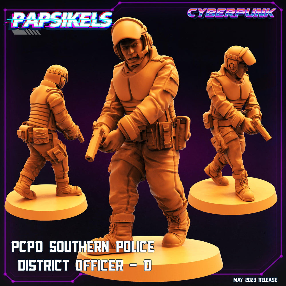 3D Printed Papsikels May 2023 Cyberpunk Pcpd Southern Police District Officer Set 28mm 32mm (Online Only)