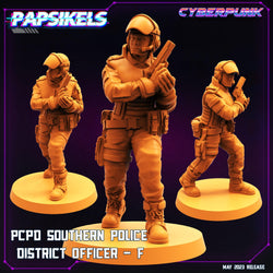 3D Printed Papsikels May 2023 Cyberpunk Pcpd Southern Police District Officer Set 28mm 32mm (Online Only)