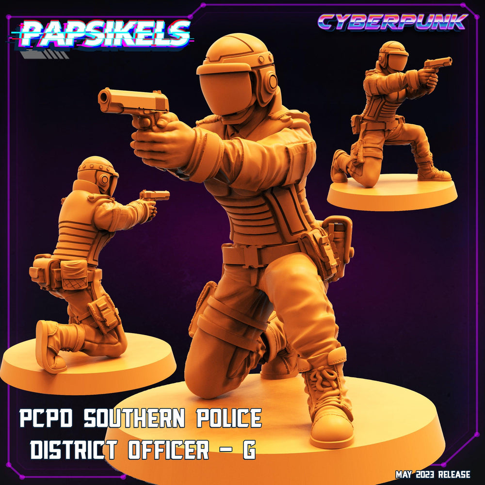 3D Printed Papsikels May 2023 Cyberpunk Pcpd Southern Police District Officer Set 28mm 32mm (Online Only)