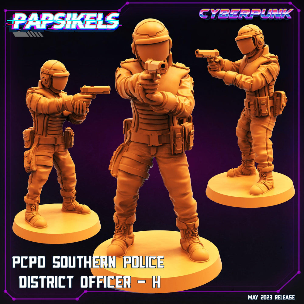 3D Printed Papsikels May 2023 Cyberpunk Pcpd Southern Police District Officer Set 28mm 32mm (Online Only)