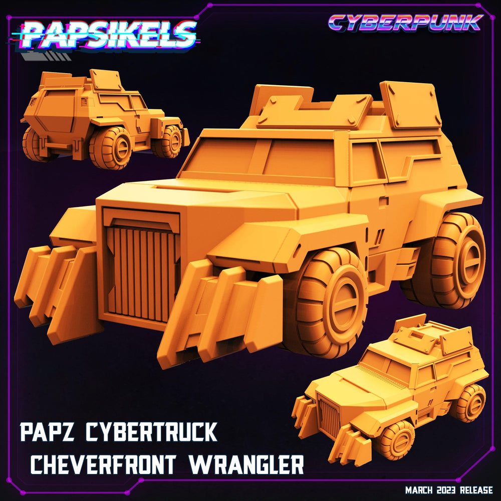 3D Printed Papsikels - Papz Cybertruck Cheverfront Wrangler March 2023 Cyberpunk - 28mm 32mm (Online Only)