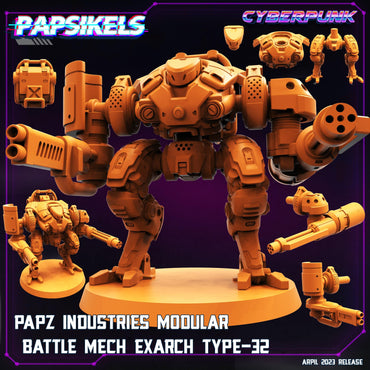 3D Printed Papsikels - Papz Industries Modular Battle Mech Exarch Type 32 - 28mm 32mm (Online Only)