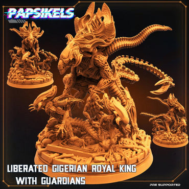 3D Printed Papsikels Sci-Fi Liberated Gigerian King with Minions Aliens - 28mm 32mm (Online Only)